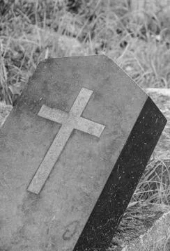 Tombstone with a cross Stock Photos
