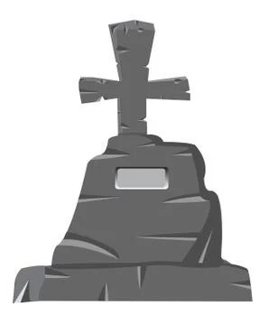 Tombstone with cross on white Stock Illustration