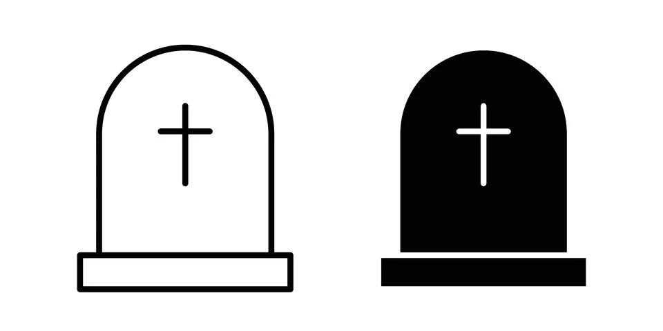 Tombstone icon black vector isolated on white Stock Illustration