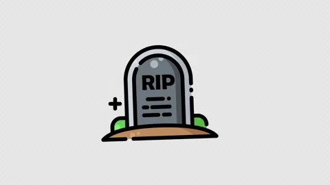Tombstone icon featuring a grey stone grave marker on a grassy mound Vidéo 344936598
