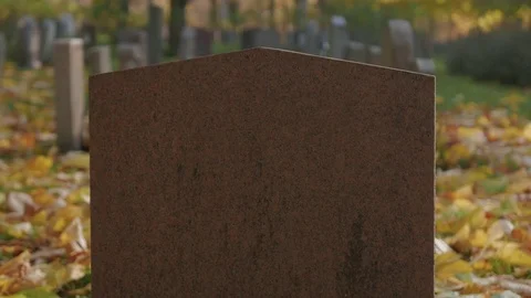 Tombstone with no name or text, at a cemetery Video stock 81731725