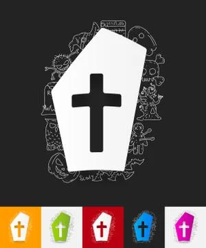 Tombstone paper sticker with hand drawn elements Stock Illustration
