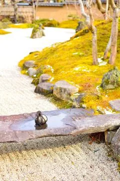 Tome ishi, a path blocking stone, on a small stone bridge Stock Photos