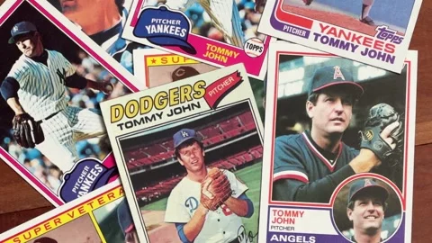 Tommy John Baseball Cards - Static Wide - Bettendorf, Iowa - Oct 6, 2024 Stock Footage 287107473