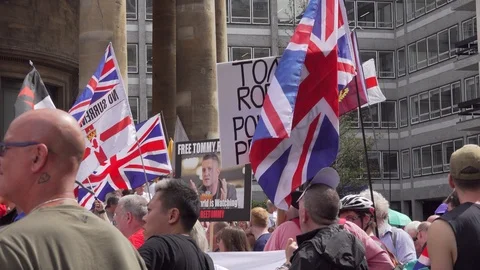Tommy Robinson outside the BBC studio in London. 08/03/19 Stock Footage 114061233