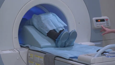 Tomographic Scanning Platforms. Mri Scanner, Tomograph With Patient Getting Stock Footage 107489991