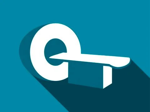 Tomography icon with long shadow. Magnetic resonance imaging. Vector Stock Illustration