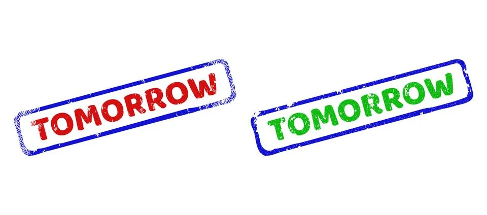 TOMORROW Bicolor Rough Rectangular Stamps with Corroded Surfaces 스톡 일러스트