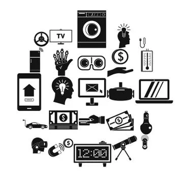 Tomorrow technology icons set, simple style イラスト素材
