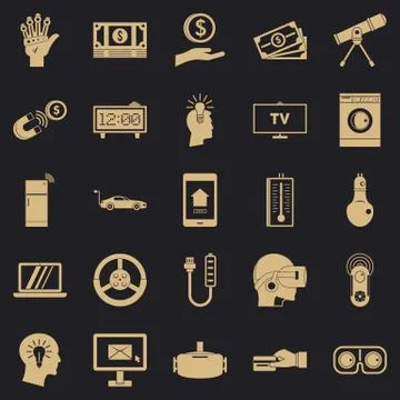 Tomorrow technology icons set, simple style イラスト素材