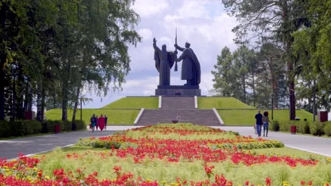 Tomsk is a monument to the Second World War rear- front Stock Footage 170030489