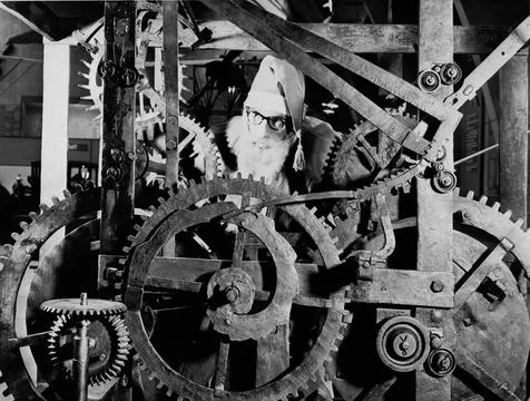 Tomte looks at a tower tour in the engineering museum machine. Copyright: ... Stock Photos