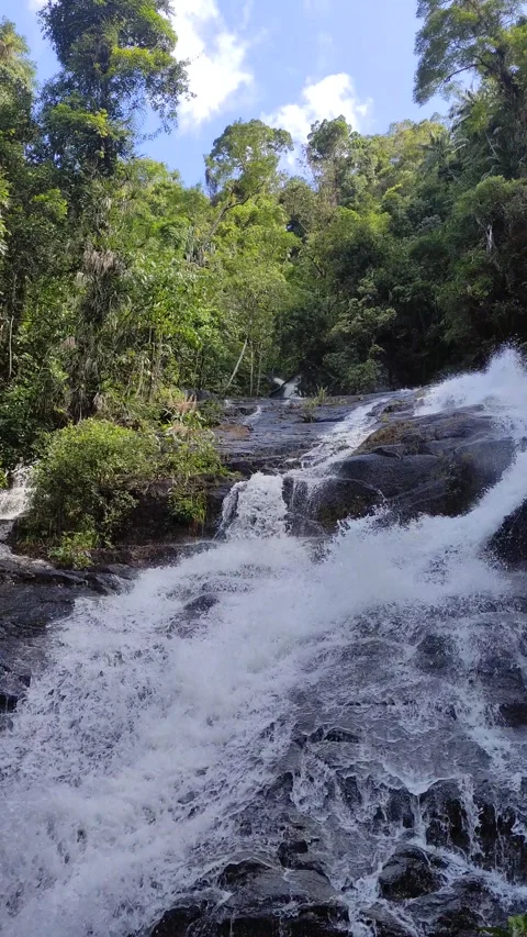 Ton Chong Fa Waterfall waterfall in Khao Lak-Lam Ru National Park Stock Footage 318814735