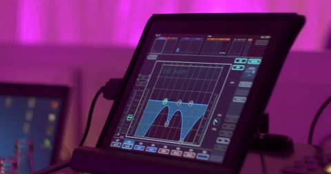 Ton operator works with digital audio mixer Stock Footage 58324259
