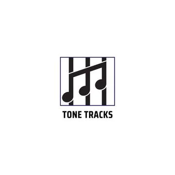 Tone Tracks logo design template isolated on white color background. Musica.. Stock Illustration