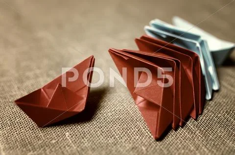 Toned Colored Paper Boats Glass