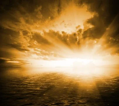 Toned orange dramatic landscape at sunset 스톡 사진