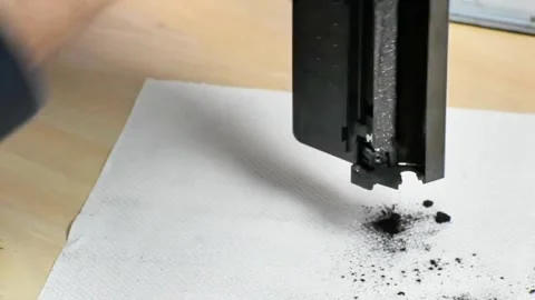 Toner Powder Dispersion Captured in Close-Up Repair Scene Stock Footage 320155656