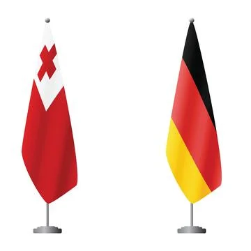 Tonga and Germany flags on flagpoles for official ceremonies and meetings Stock Illustration