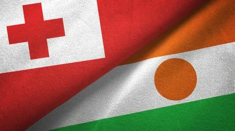 Tonga and Niger two flags textile cloth, fabric texture Stock Illustration