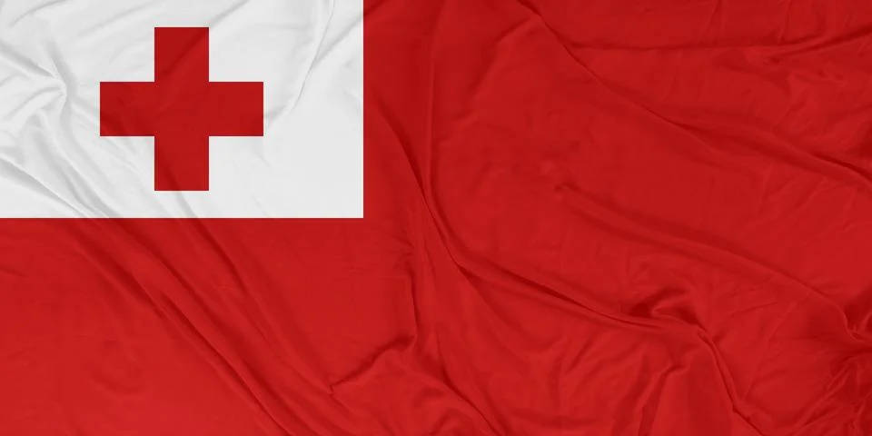 Tonga Dynamic Flag Motion with Intense Wind Waves Stock Photos