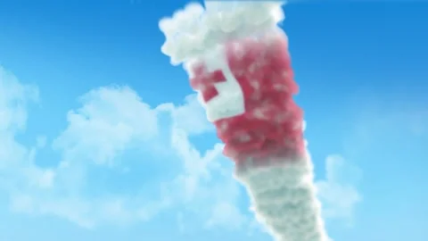 Tonga Flag 3D Render Animation Created with Colored Smoke Trails by Aircraft Stock-Footage 332312762