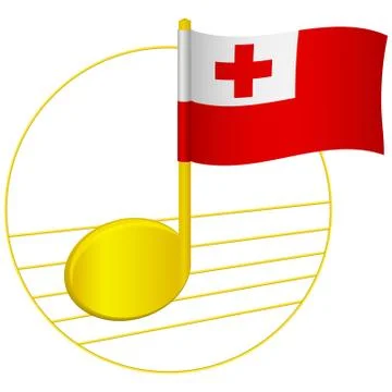 Tonga flag and musical note Stock Illustration
