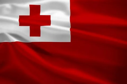 Tonga flag blowing in the wind Stock Illustration