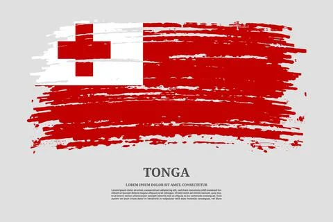 Tonga flag with brush stroke effect and information text poster, vector Illustrazione stock