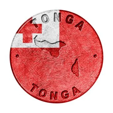 Tonga Flag Button with Map Stock Photos