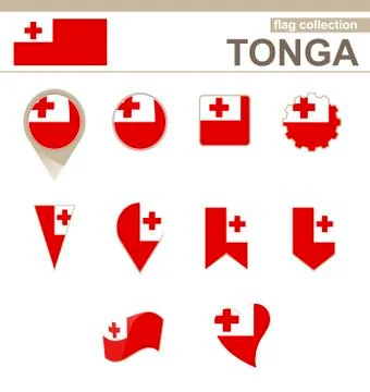 Tonga Flag Collection Stock Illustration