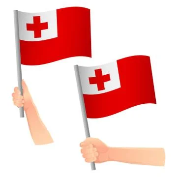 Tonga flag in hand icon Stock Illustration