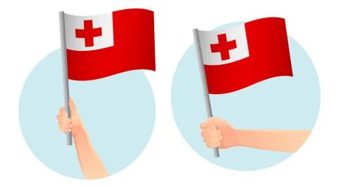 Tonga flag in hand icon 스톡 일러스트