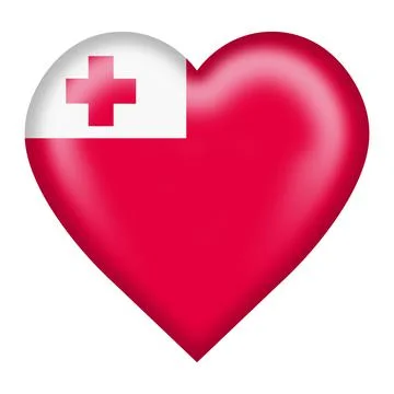 Tonga flag heart button 3d illustration isolated on white with clipping path Stock Illustration