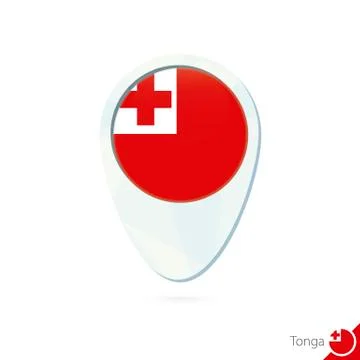 Tonga flag location map pin icon on white background. Stock Illustration