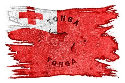 Tonga Flag with Map Brush Stroke Stock Photos