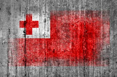 Tonga flag painted on background texture gray concrete Stock Photos