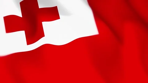 Tonga Flag Seamless Loop 4k 60fps on Sky Background Stock Footage 340342816