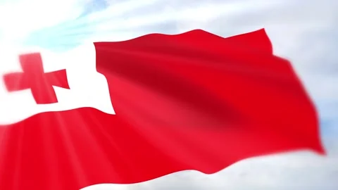 Tonga Flag Seamless Loop 4k 60fps on Sky Background Stock Footage 340621079