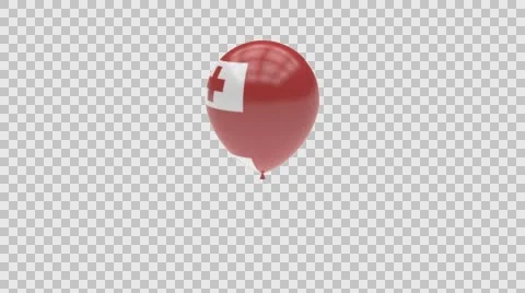 Tonga flag textured balloon rotating Alpha Stock Footage 61722544