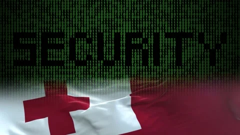 Tonga flag - Waving flag on matrix binary code background Stock Footage 321422605