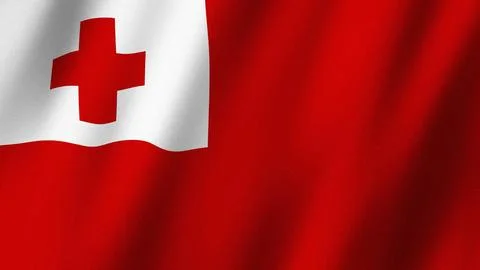 Tonga flag waving in the wind. Flag of Tonga images Ilustração Stock