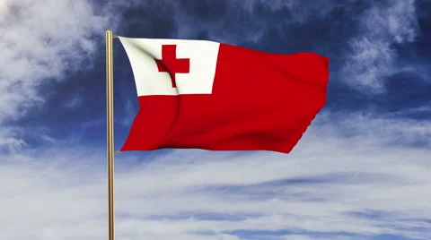 Tonga flag waving in the wind. Green screen, alpha matte. Loopable animation 스톡 동영상 48599133