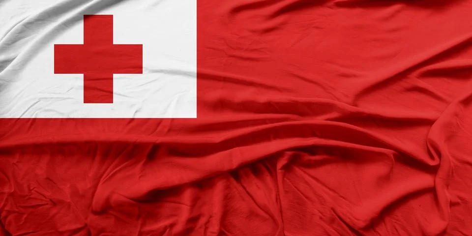 Tonga Flag Wind Rippling Through Fabric Close-Up Stock Photos