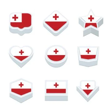 Tonga flags icons and button set nine styles Stock Illustration