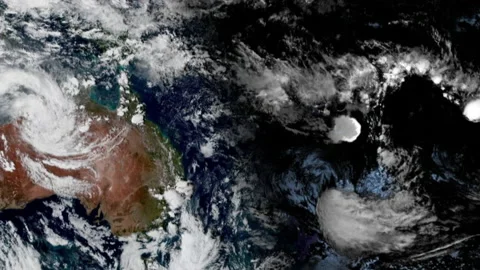 Tonga hunga volcano eruption as seen on satellite radar screen Stock Footage 168548203