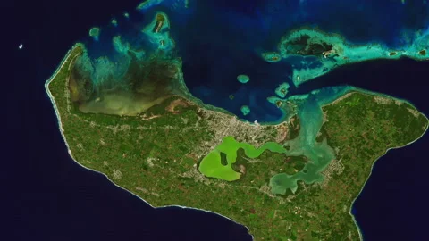 Tonga island surface time lapse before and after volcano eruption Stock Footage 170428853