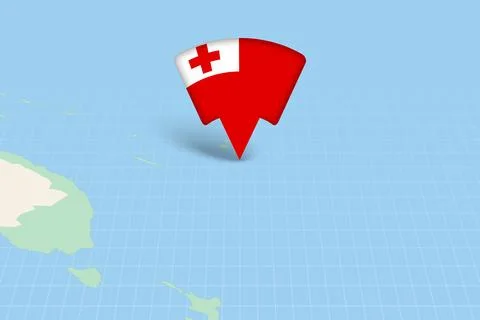 Tonga Location Highlighted on Oceania Map with Flag Icon. Stock Illustration