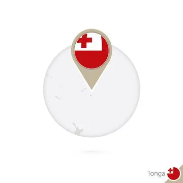 Tonga map and flag in circle. Map of Tonga, Tonga flag pin. Map of Tonga in.. Stock Illustration