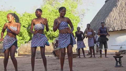 Tonga people perform dance in their village, Zimbabwe Video stock 160752887